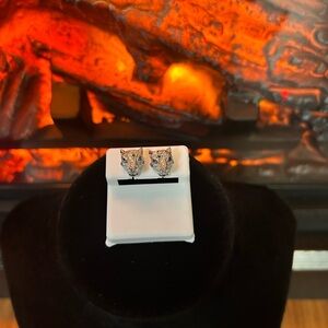 Silver Moissanite Panther Stud Earrings